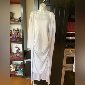 Silver Strapless Dress with Long Jacket